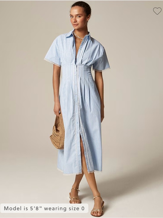 J. Crew Dresses & Skirts - J. Crew Wren Lace Trim Shirt Dress Striped Button-Front Midi